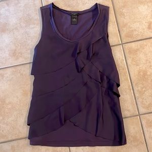 Ann Taylor silky purple ruffle front Tank Top size XS